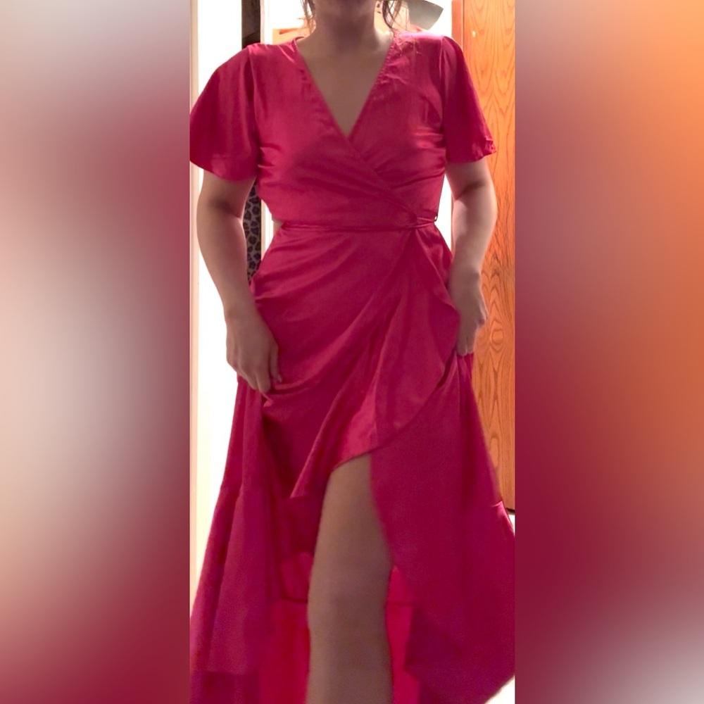 Hot Pink wrap Gown